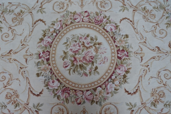 Large Louis XVI style Aubusson carpet, Napoleon III period - 308cm x 239cm