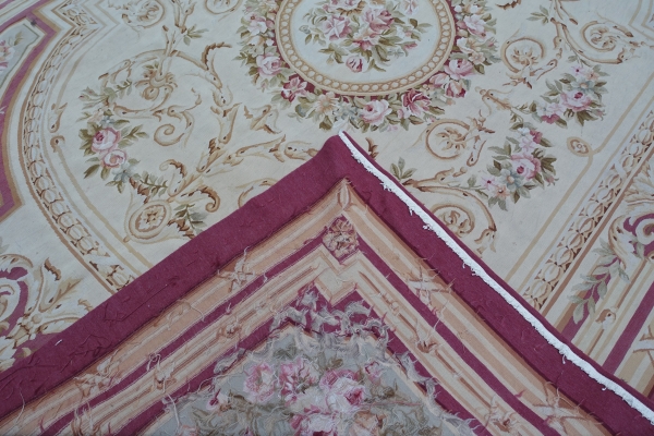 Large Louis XVI style Aubusson carpet, Napoleon III period - 308cm x 239cm