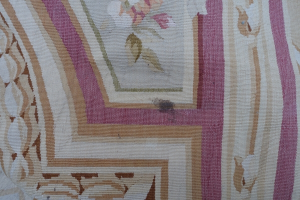 Large Louis XVI style Aubusson carpet, Napoleon III period - 308cm x 239cm