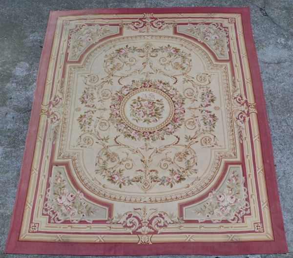 Large Louis XVI style Aubusson carpet, Napoleon III period - 308cm x 239cm