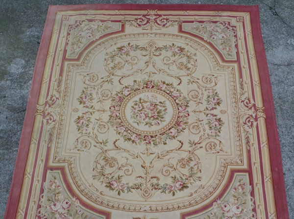 Large Louis XVI style Aubusson carpet, Napoleon III period - 308cm x 239cm