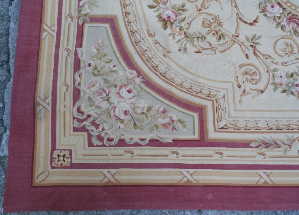 Large Louis XVI style Aubusson carpet, Napoleon III period - 308cm x 239cm
