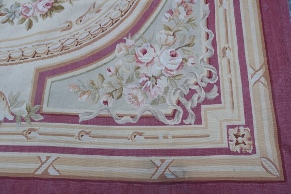 Large Louis XVI style Aubusson carpet, Napoleon III period - 308cm x 239cm