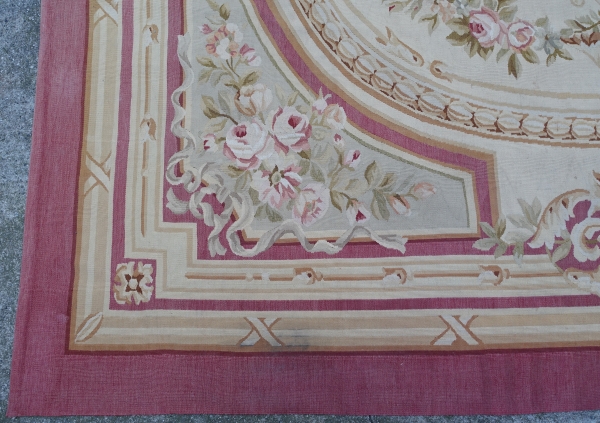 Large Louis XVI style Aubusson carpet, Napoleon III period - 308cm x 239cm