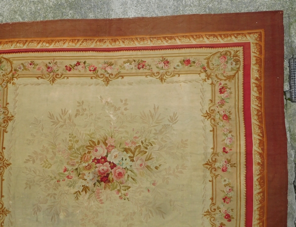 Large Louis XVI style Aubusson carpet, 19th century - Napoleon III production - 415cm x 344cm