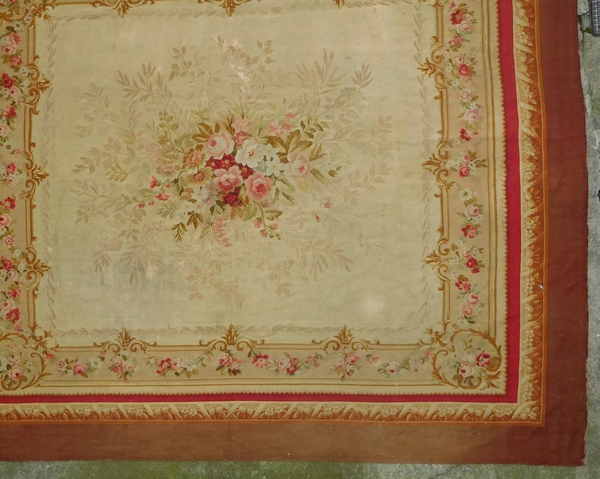 Large Louis XVI style Aubusson carpet, 19th century - Napoleon III production - 415cm x 344cm