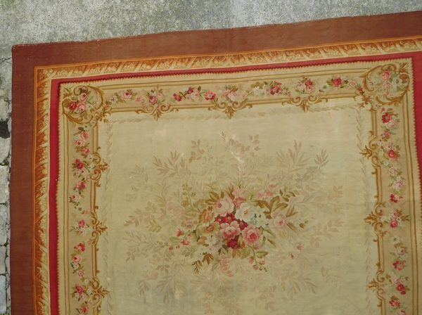 Large Louis XVI style Aubusson carpet, 19th century - Napoleon III production - 415cm x 344cm