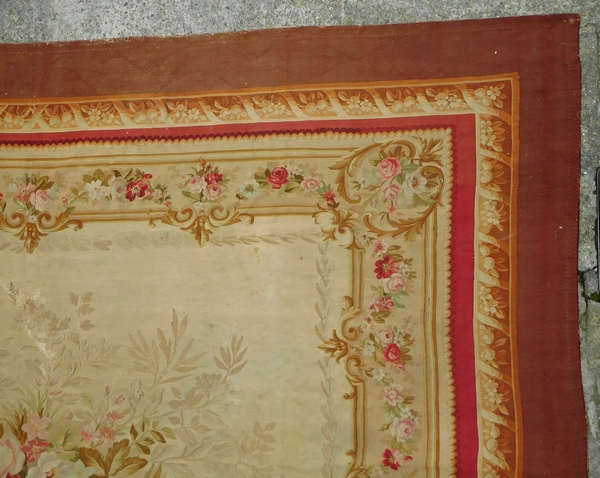 Large Louis XVI style Aubusson carpet, 19th century - Napoleon III production - 415cm x 344cm