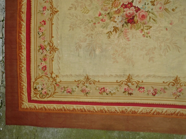 Large Louis XVI style Aubusson carpet, 19th century - Napoleon III production - 415cm x 344cm