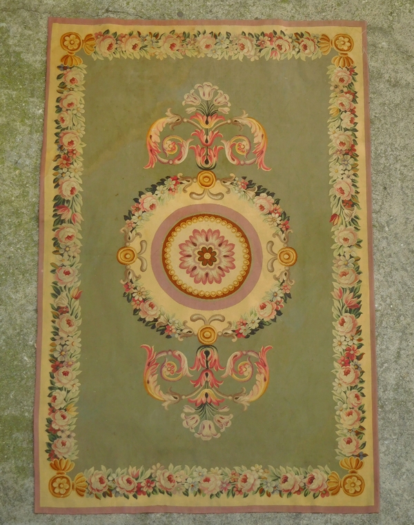 Tapis d'Aubusson de style Empire, époque XIXe Napoléon III - 220cm x 143cm