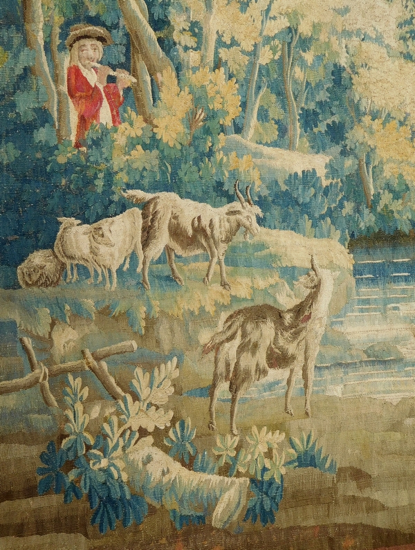 Aubusson tapestry, Louis XV period, 18th century : the goat shepherd - 255cm x 280cm