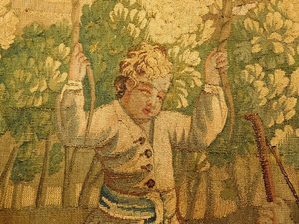 Aubusson tapestry, 18th Century, wool and silk : games in the park, Louis XVI period 160cm x 200cm
