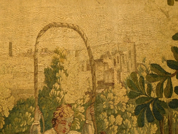 Aubusson tapestry, 18th Century, wool and silk : games in the park, Louis XVI period 160cm x 200cm