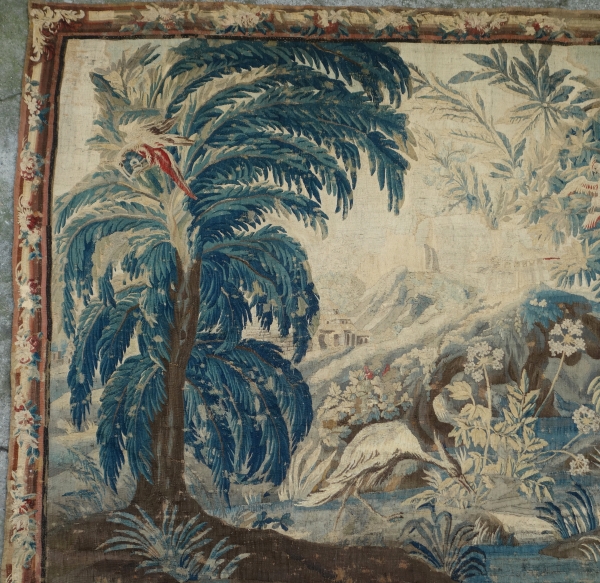 Grande tapisserie d'Aubusson d'époque Louis XV : la pagode chinoise d'après Pillement - 268cm x 340cm