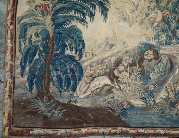 Grande tapisserie d'Aubusson d'époque Louis XV : la pagode chinoise d'après Pillement - 268cm x 340cm