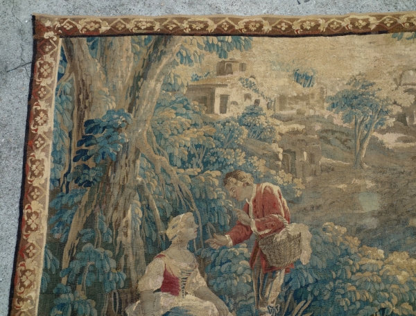 Louis XV Aubusson tapestry - 18th century : pastoral scene - 257cm x 172cm