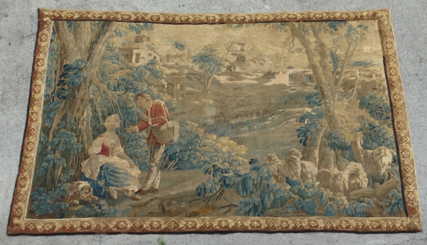 Louis XV Aubusson tapestry - 18th century : pastoral scene - 257cm x 172cm