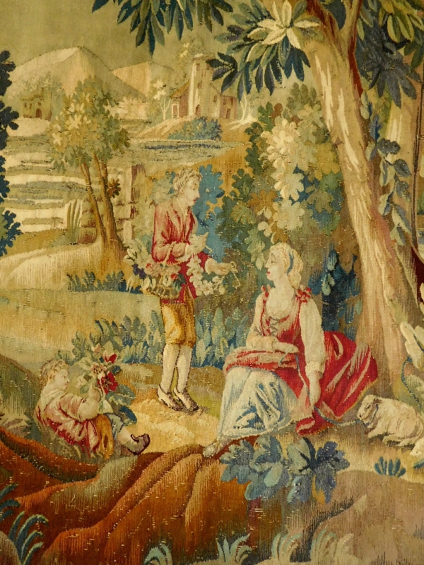 Aubusson tapestry, wool & silk, Louis XVI period - 18th century, 190cm x 208cm