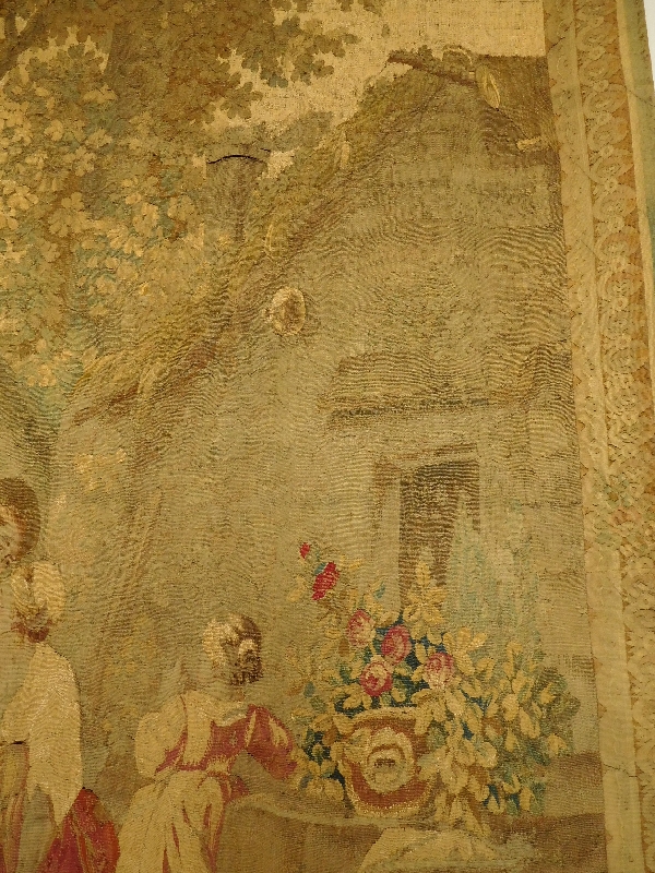 Aubusson tapestry, wool & silk, Louis XVI period, 18th century - 221cm X 228cm