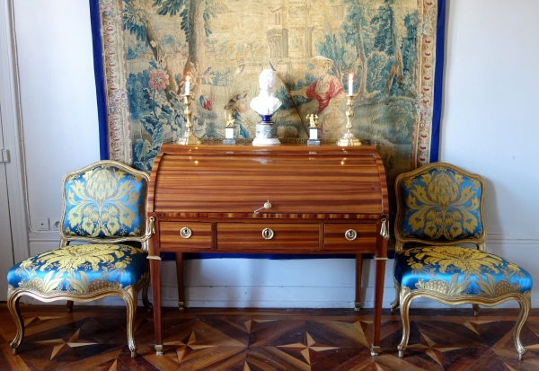 Tapisserie d'Aubusson polychrome d'époque Louis XV - XVIIIe siècle : scène pastorale - 258cm x 201cm