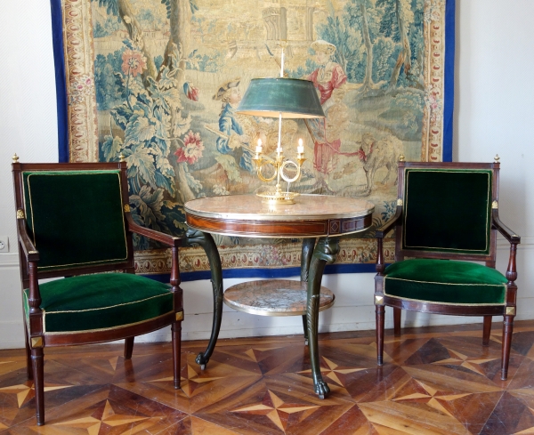 Tapisserie d'Aubusson polychrome d'époque Louis XV - XVIIIe siècle : scène pastorale - 258cm x 201cm