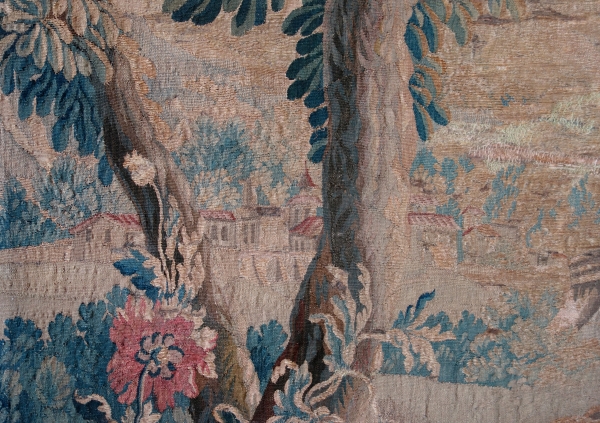 Tapisserie d'Aubusson polychrome d'époque Louis XV - XVIIIe siècle : scène pastorale - 258cm x 201cm