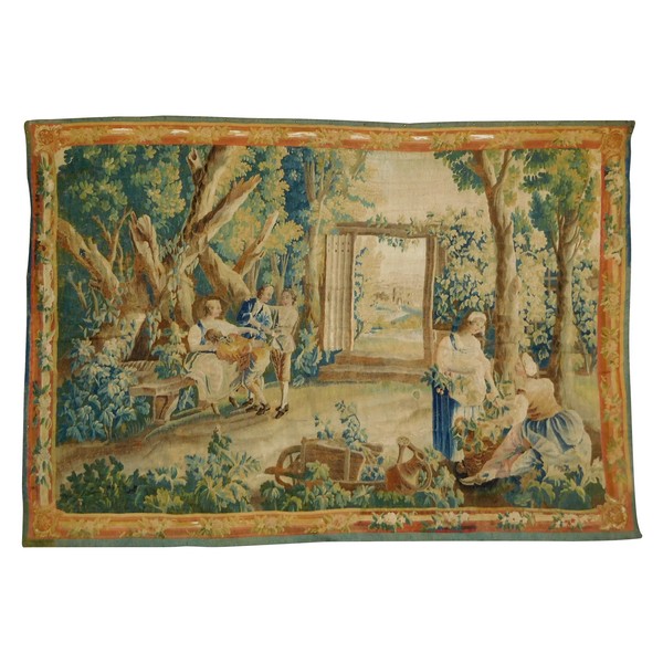 Aubusson tapestry, 18th century, wool and silk - Louis XVI period - 208cm x 305cm