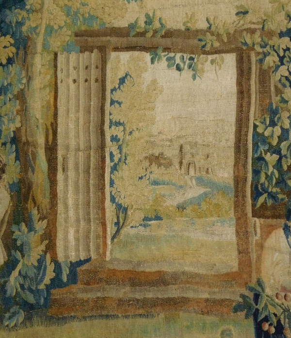 Tapisserie d'Aubusson polychrome, laine et soie : la perte de l'innocence, époque Louis XVI - 208cm x 305cm