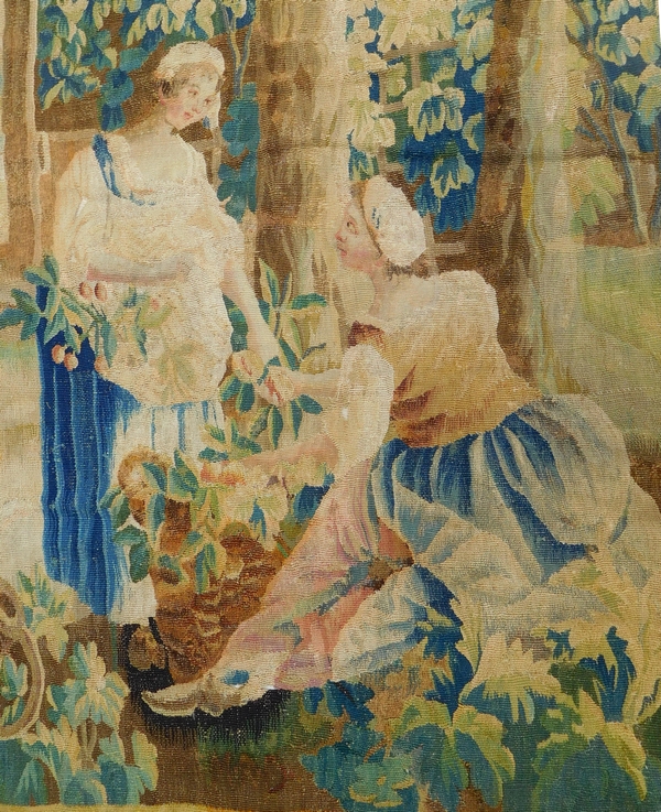 Tapisserie d'Aubusson polychrome, laine et soie : la perte de l'innocence, époque Louis XVI - 208cm x 305cm