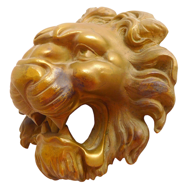 Large chiseled bronze lion head for a fountain, 19th century