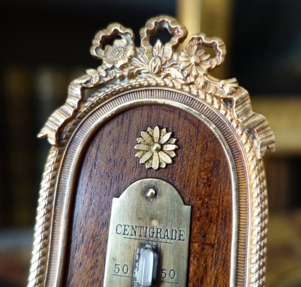 Louis XVI style mahogany and ormolu thermometer circa 1900