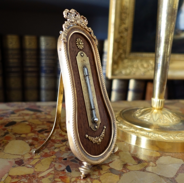 Louis XVI style mahogany and ormolu thermometer circa 1900