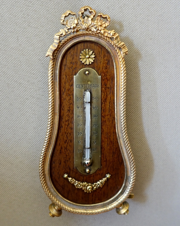 Louis XVI style mahogany and ormolu thermometer circa 1900