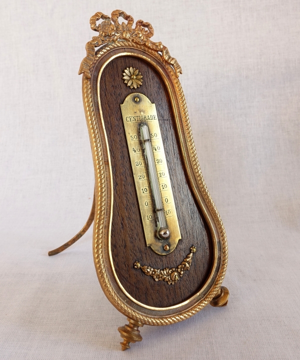 Louis XVI style mahogany and ormolu thermometer circa 1900