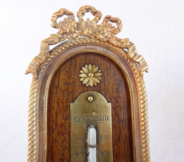 Louis XVI style mahogany and ormolu thermometer circa 1900