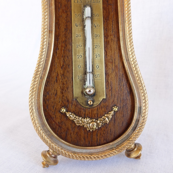 Louis XVI style mahogany and ormolu thermometer circa 1900