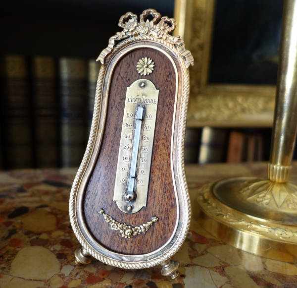 Louis XVI style mahogany and ormolu thermometer circa 1900