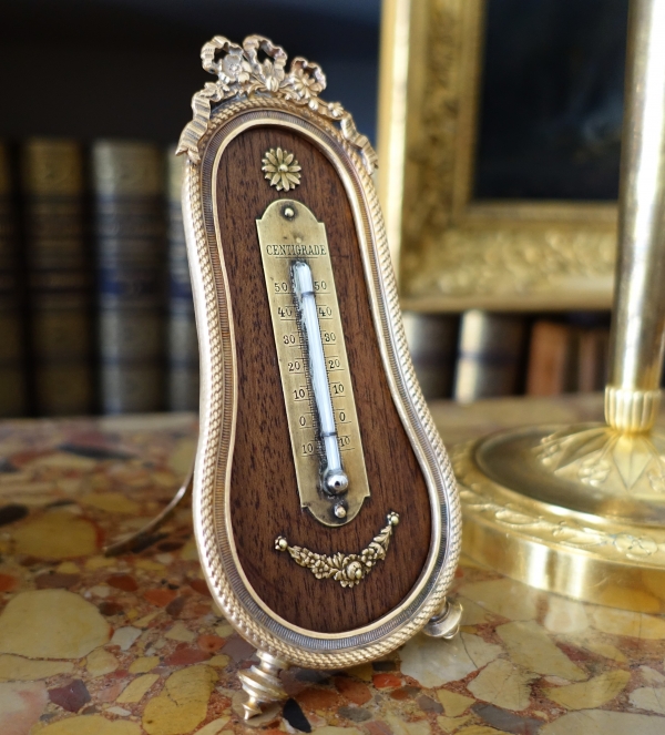 Louis XVI style mahogany and ormolu thermometer circa 1900