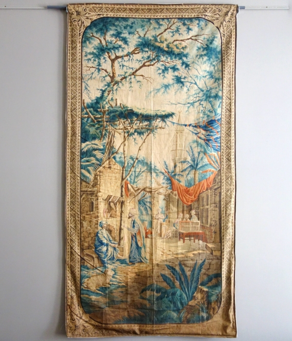 Grande toile imprimée à motif de Turqueries à usage de tapisserie - XIXe siècle