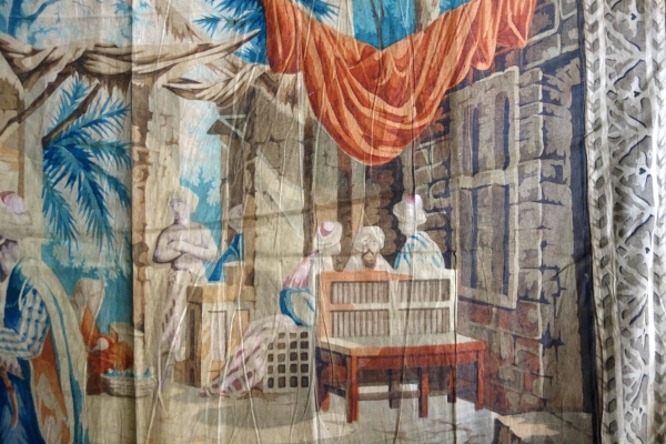 Grande toile imprimée à motif de Turqueries à usage de tapisserie - XIXe siècle