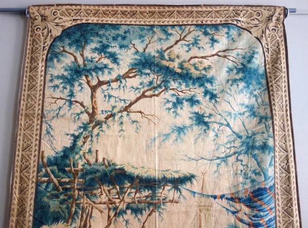 Grande toile imprimée à motif de Turqueries à usage de tapisserie - XIXe siècle