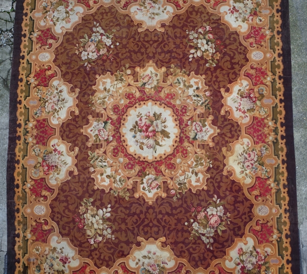 Large Louis XV style Aubusson carpet, 19th century - Napoleon III production - 480cm x 600cm