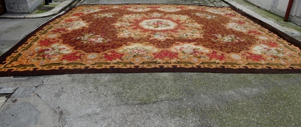 Large Louis XV style Aubusson carpet, 19th century - Napoleon III production - 480cm x 600cm