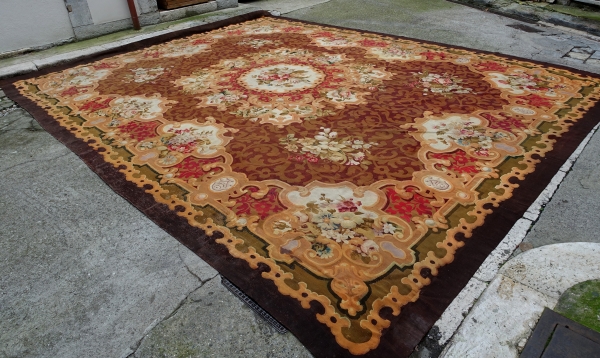 Large Louis XV style Aubusson carpet, 19th century - Napoleon III production - 480cm x 600cm