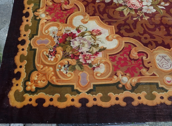 Large Louis XV style Aubusson carpet, 19th century - Napoleon III production - 480cm x 600cm