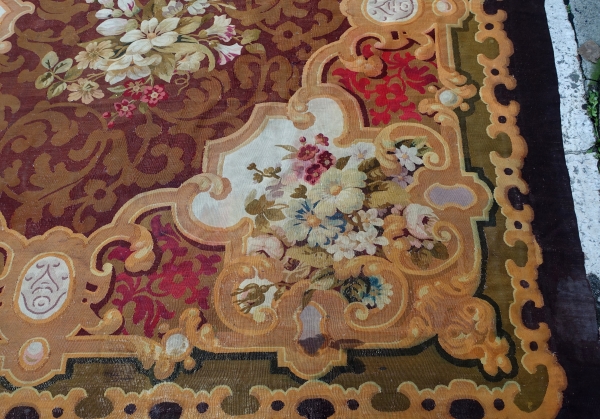 Large Louis XV style Aubusson carpet, 19th century - Napoleon III production - 480cm x 600cm