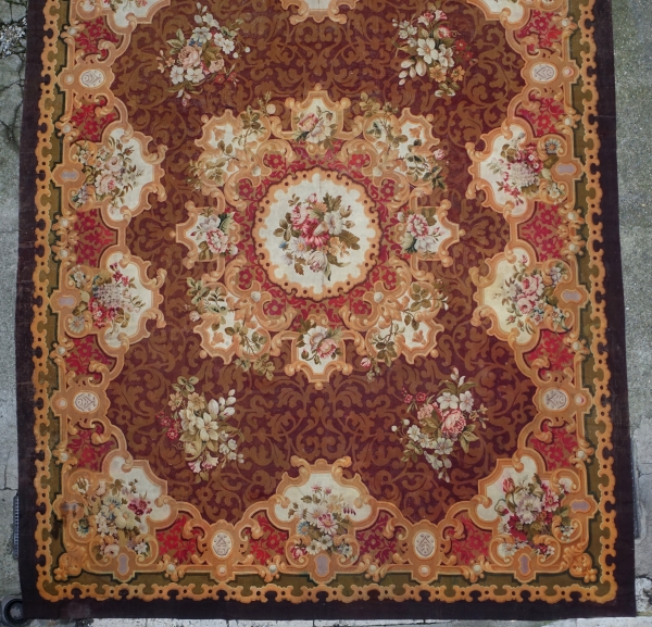 Large Louis XV style Aubusson carpet, 19th century - Napoleon III production - 480cm x 600cm