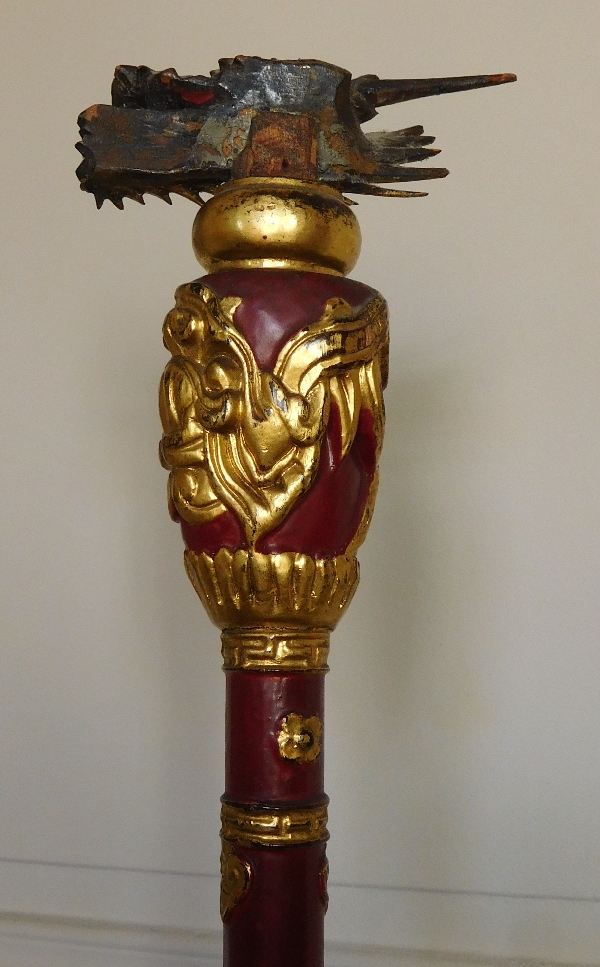 Indochinese weapons trophy - lacquered and gilt wood - cabinet of curiosities