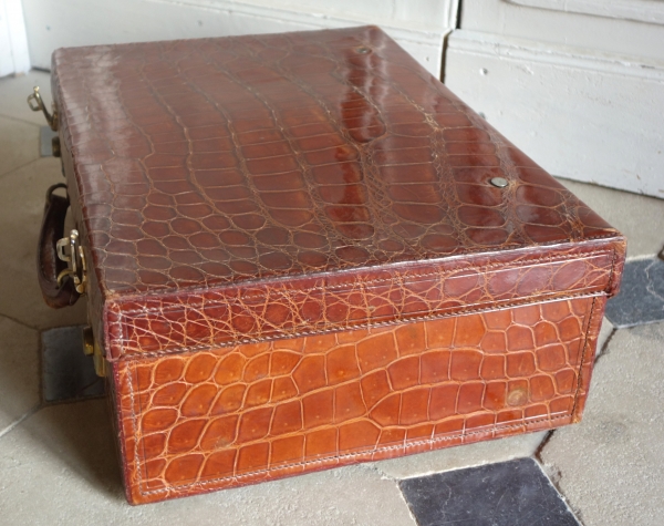 Crocodile leather suitcase circa 1900