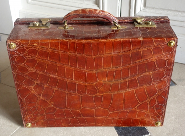 Crocodile leather suitcase circa 1900